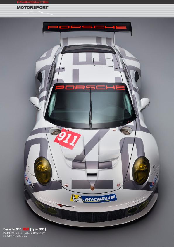 Рекламный буклет Porsche 991 RSR - Vehicle description